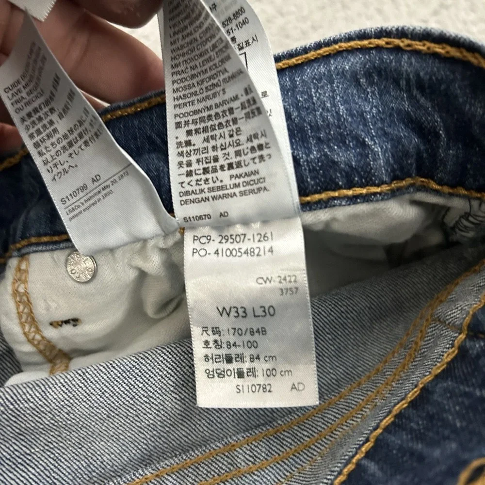 Levis Jeans Mens 33x30 Blue Denim 502 Tapered American Stretch Medium Wash Adult